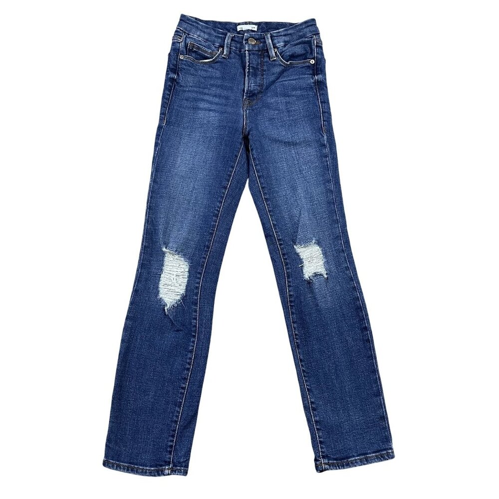 Good American Jeans Womens 2 Good‎ Classic Indigo Distressed Stretch